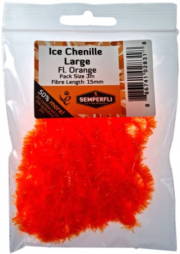 Ice Chenille 15mm Large Fl Orange