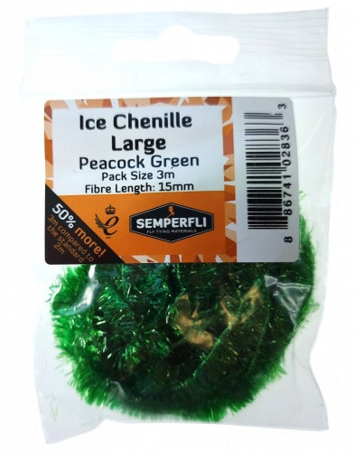 Ice Chenille 15mm Large Peacock Green