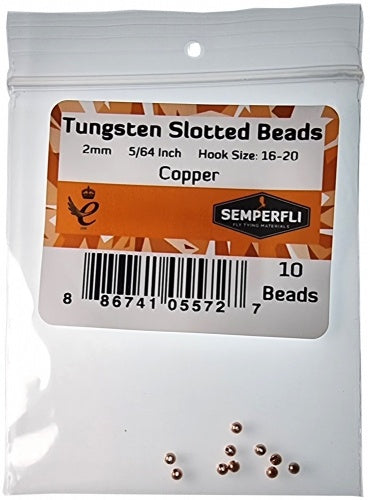 Tungsten Slotted Beads 2mm (5/64 Inch) Copper