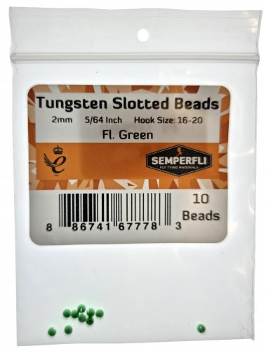 Tungsten Slotted Beads 2mm (5/64 Inch) Fl Green