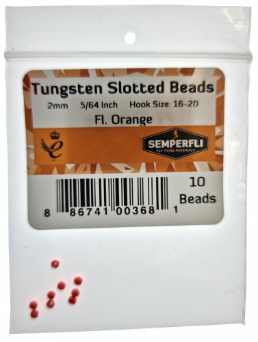 Tungsten Slotted Beads 2mm (5/64 Inch) Fl Orange