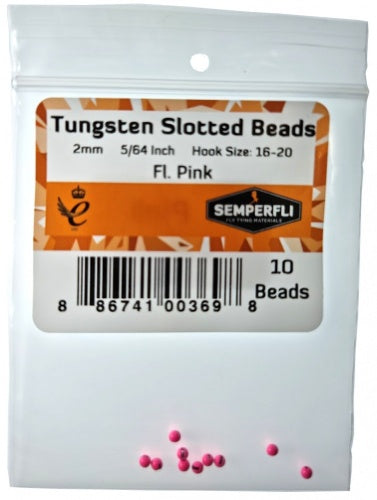 Tungsten Slotted Beads 2mm (5/64 Inch) Fl Pink