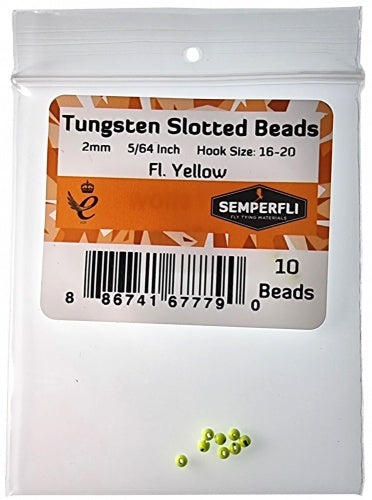 Tungsten Slotted Beads 2mm (5/64 Inch) Fl Yellow