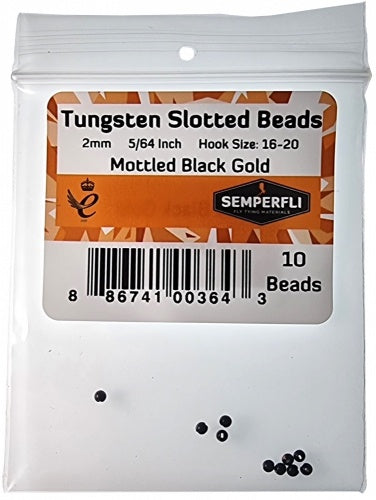 Tungsten Slotted Beads 2mm (5/64 Inch) Mottled Black Gold