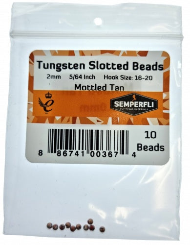 Tungsten Slotted Beads 2mm (5/64 Inch) Mottled Tan