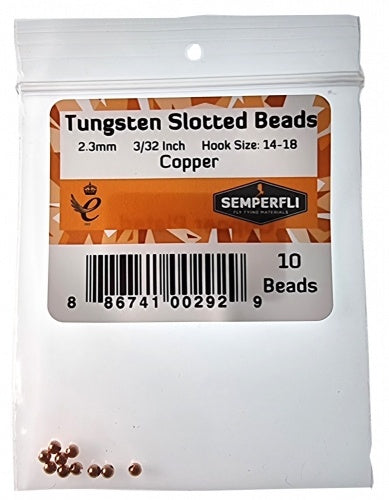 Tungsten Slotted Beads 2.3mm (3/32 Inch) Copper