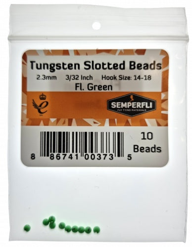 Tungsten Slotted Beads 2.3mm (3/32 Inch) Fl Green