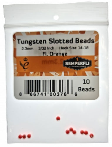 Tungsten Slotted Beads 2.3mm (3/32 Inch) Fl Orange