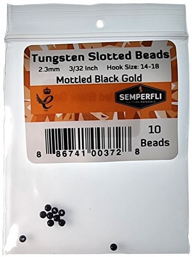 Tungsten Slotted Beads 2.3mm (3/32 Inch) Mottled Black Gold