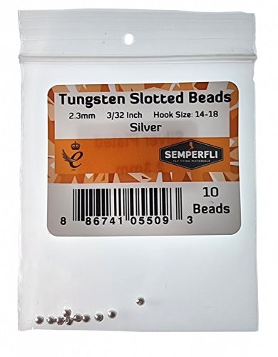 Tungsten Slotted Beads 2.3mm (3/32 Inch) Silver