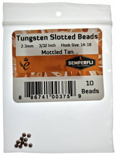 Tungsten Slotted Beads 2.3mm (3/32 Inch) Mottled Tan