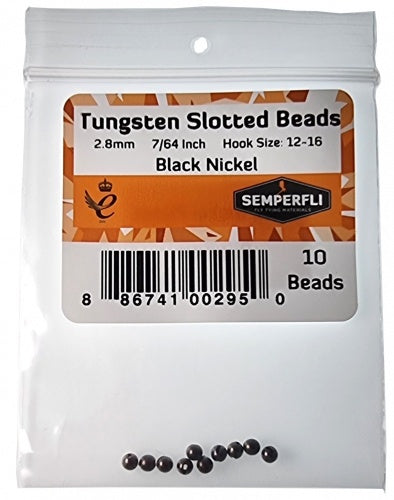 Tungsten Slotted Beads 2.8mm (7/64 Inch) Black Nickel