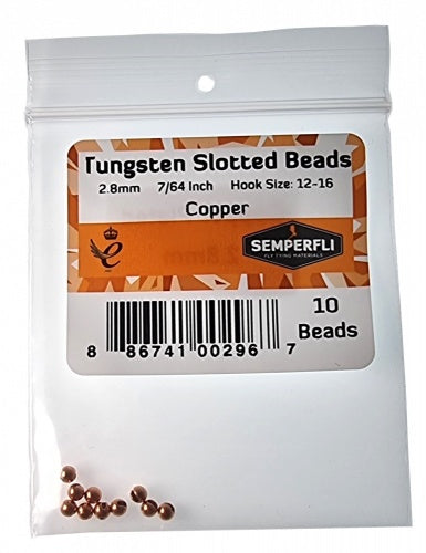 Tungsten Slotted Beads 2.8mm (7/64 Inch) Copper