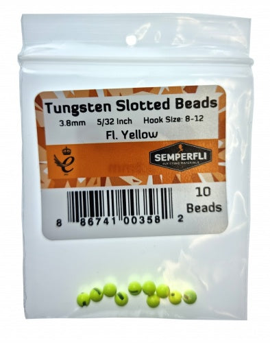 Tungsten Slotted Beads 2.8mm (7/64 Inch) Fl Yellow