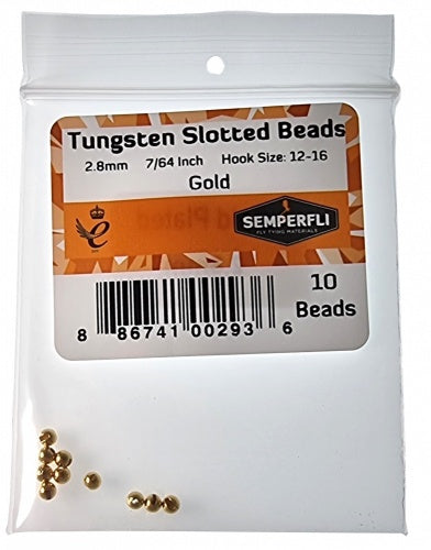 Tungsten Slotted Beads 2.8mm (7/64 Inch) Gold