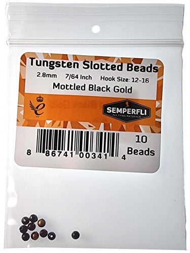 Tungsten Slotted Beads 2.8mm (7/64 Inch) Mottled Black Gold