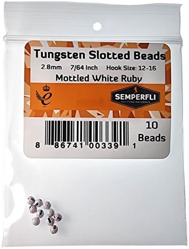 Tungsten Slotted Beads 2.8mm (7/64 Inch) Mottled White Ruby