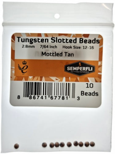 Tungsten Slotted Beads 2.8mm (7/64 Inch Mottled Tan