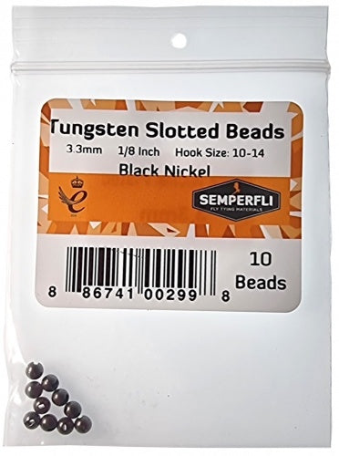 Tungsten Slotted Beads 3.3mm (1/8 Inch) Black Nickel