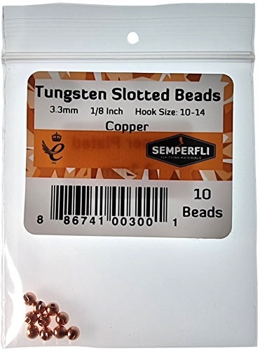 Tungsten Slotted Beads 3.3mm (1/8 Inch) Copper