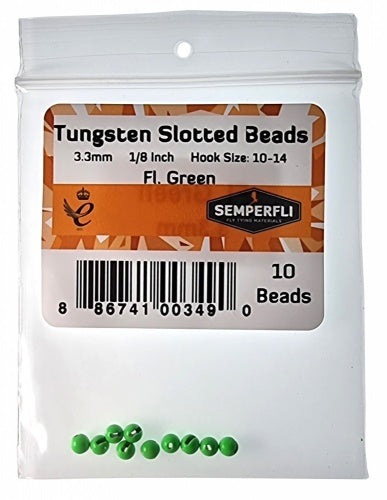 Tungsten Slotted Beads 3.3mm (1/8 Inch) Fl Green