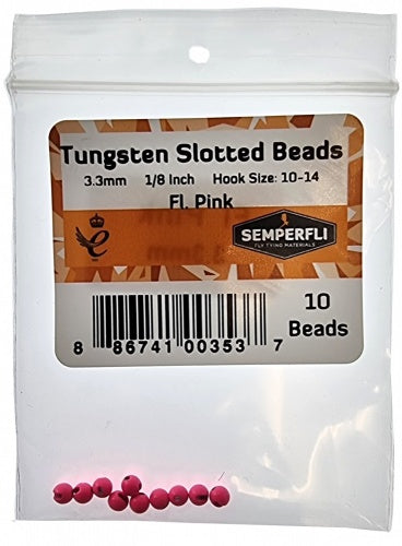 Tungsten Slotted Beads 3.3mm (1/8 Inch) Fl Pink