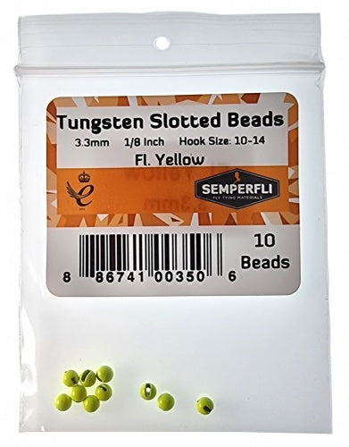 Tungsten Slotted Beads 3.3mm (1/8 Inch) Fl Yellow