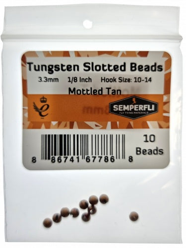 Tungsten Slotted Beads 3.3mm (1/8 Inch) Mottled Tan