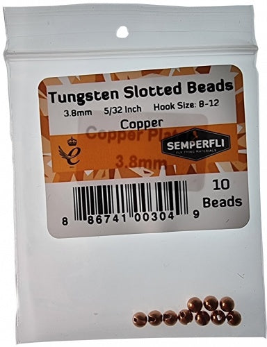 Tungsten Slotted Beads 3.8mm (5/32 Inch) Copper