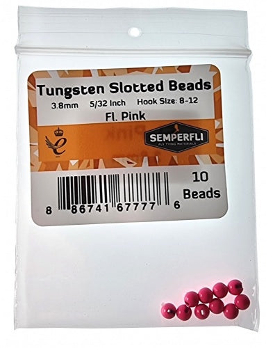 Tungsten Slotted Beads 3.8mm (5/32 Inch) Fl Pink