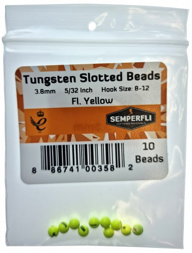 Tungsten Slotted Beads 3.8mm (5/32 Inch) Fl Yellow