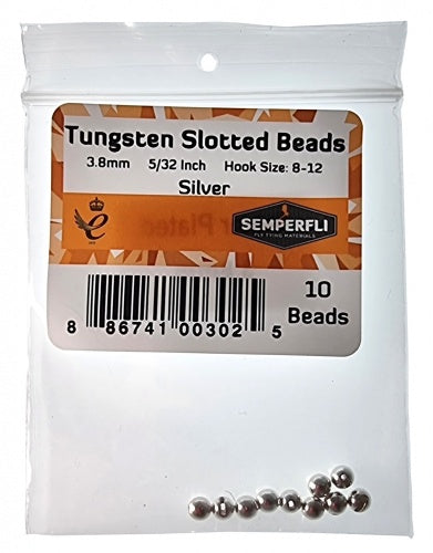 Tungsten Slotted Beads 3.8mm (5/32 Inch) Silver