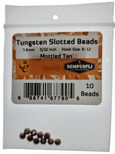 Tungsten Slotted Beads 3.8mm (5/32 Inch) Mottled Tan