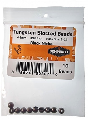 Tungsten Slotted Beads 4.6mm (3/16 Inch) Black Nickel