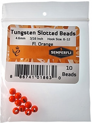 Tungsten Slotted Beads 4.6mm (3/16 Inch) Fl Orange