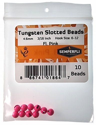 Tungsten Slotted Beads 4.6mm (3/16 Inch) Fl Pink