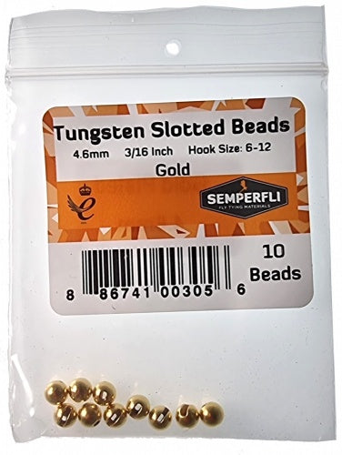 Tungsten Slotted Beads 4.6mm (3/16 Inch) Gold