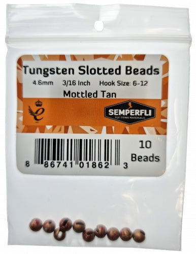 Tungsten Slotted Beads 4.6mm (3/16 Inch) Mottled Tan