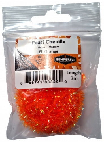 Pearl Chenille 8mm Medium Fl Orange