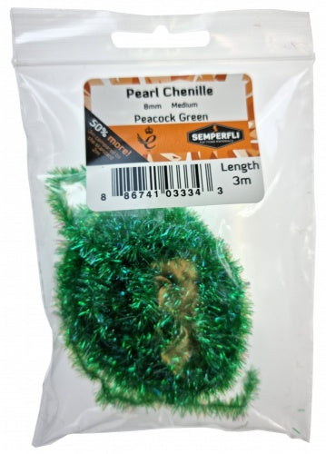 Pearl Chenille 8mm Medium Peacock Green