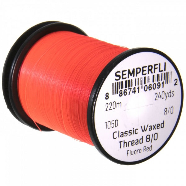 Classic Waxed Thread 8/0 240 Yards Fluoro Red