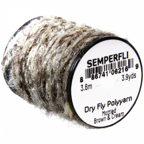 Dry Fly Polyyarn Mottled Brown & Cream