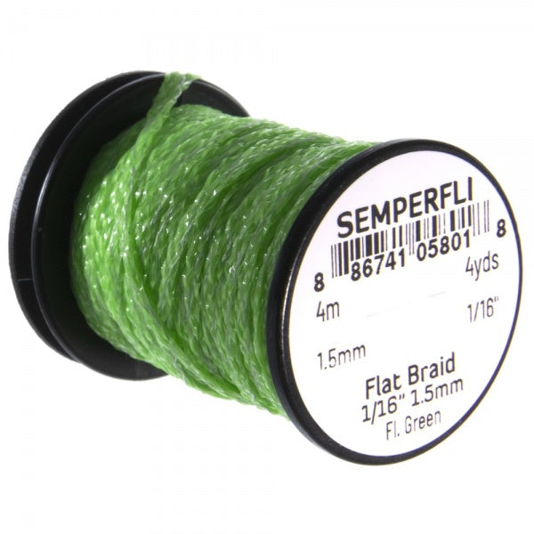 Flat Braid 1.5mm 1/16" Fl. Green