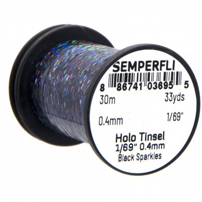 1/69" Holographic Black Sparkle Tinsel